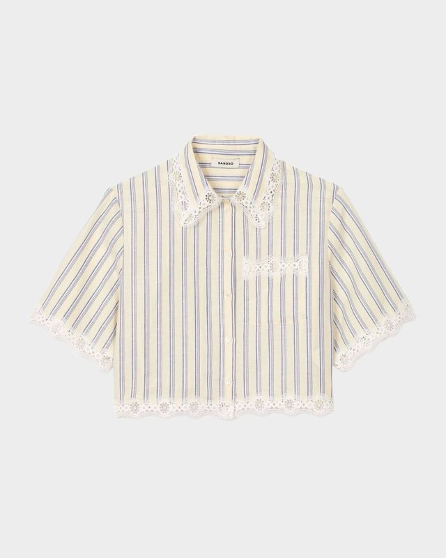 Roselle Striped Lace-Trim Shirt